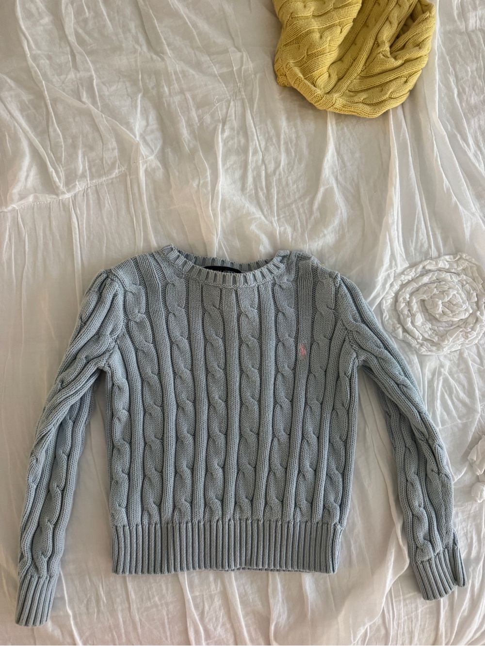 Polo by Ralph Lauren Light Blue Cable Knit Crewneck Sweater